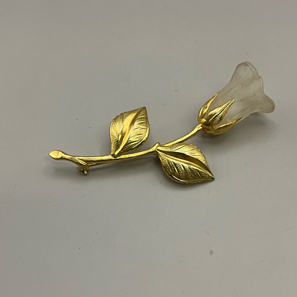 Jewelry - Gold and Silver Floral Brooch with Crystal Petals